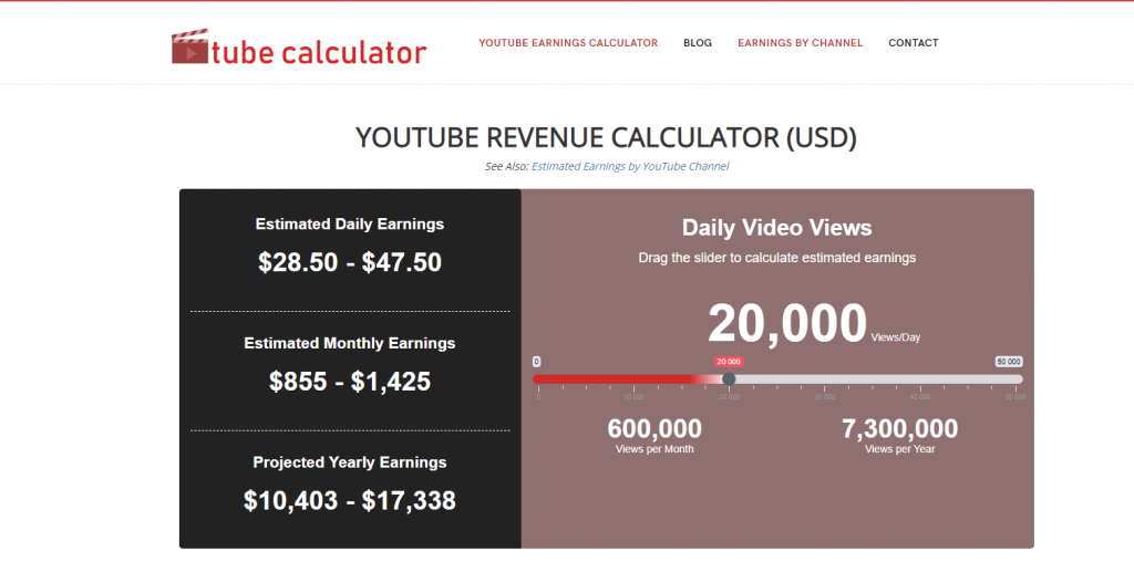 Tubecalculator - YouTube Money Calculator