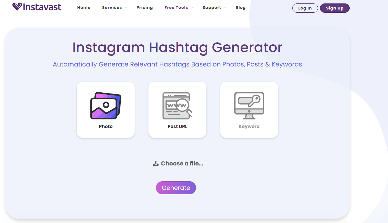 Instavast - best hashtag generator tool