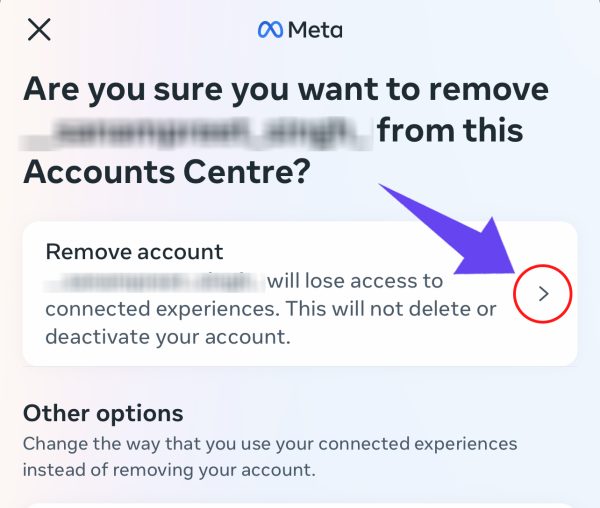 Remove Accounts Center