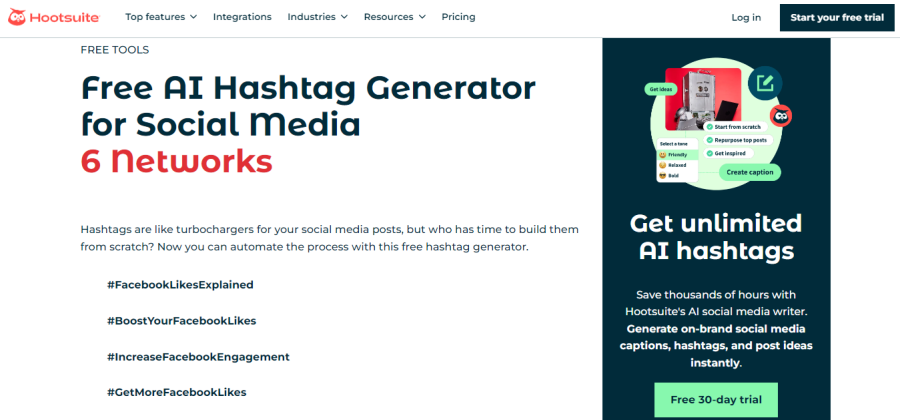 Hootsuite Hashtag Generator for Facebook