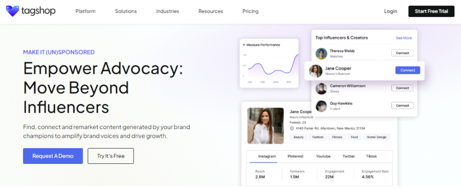 Tagshop AI for Influencer Marketing Tool